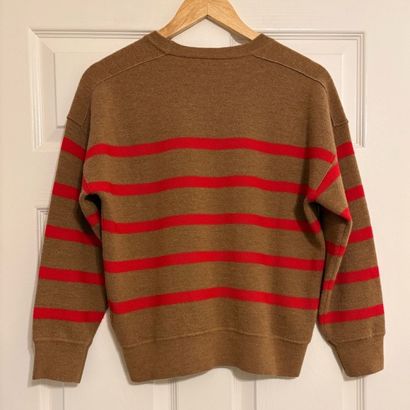 NWOT Madewell Merino Wool Crewneck Pullover Sweater in Camel Stripe Small - Picture 7 of 9